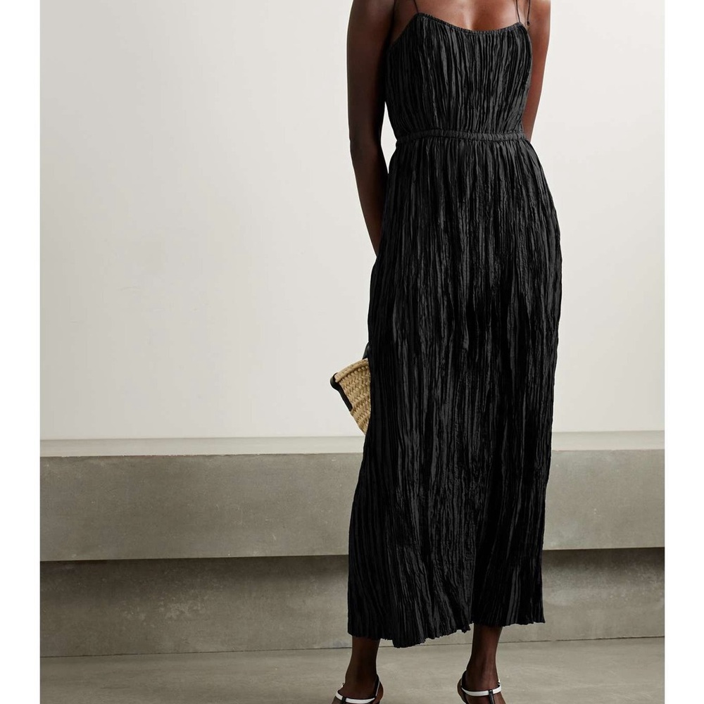 ULLA JOHNSON
Orla plissé-habotai midi dress